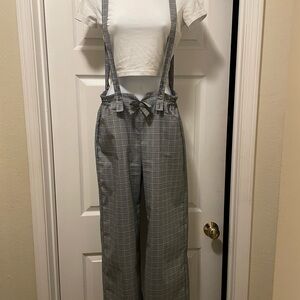 Stylish Gray Plaid Women's Jumpsuit